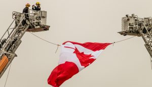 Canadian Flag Over Entrance to 2016 Ride For Dad