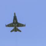 Solo CF-18 Hornet Jet Fighter Roars Overhead.