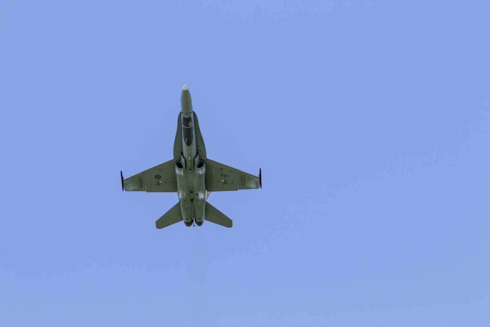 Solo CF-18 Hornet Jet Fighter Roars Overhead.