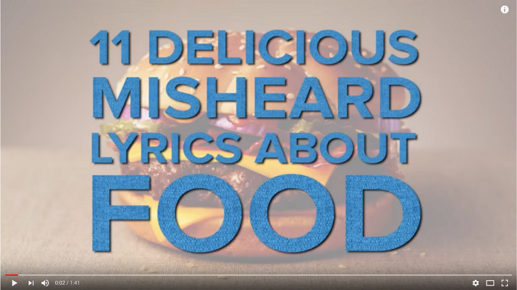11 funny misheard lyrics about food