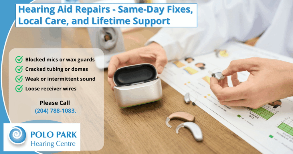 fixing hearing aids - we repair hearing aids at our winnipeg store in cf polo park mall